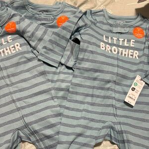 Carter's Blue Striped Little Brother Onesie